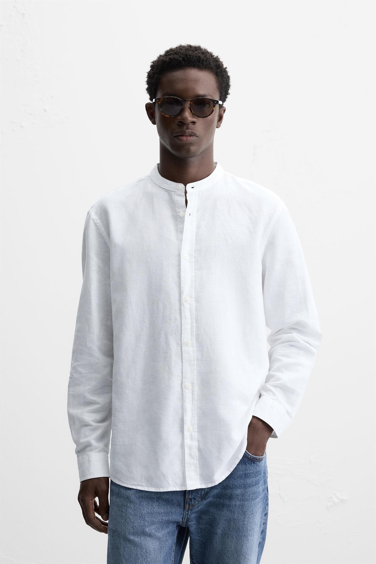 Zara mandarin collar linen shirt