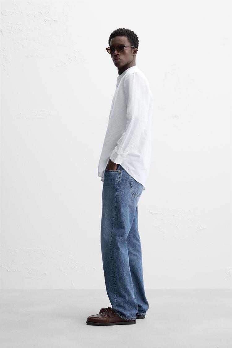 Zara mandarin collar linen shirt