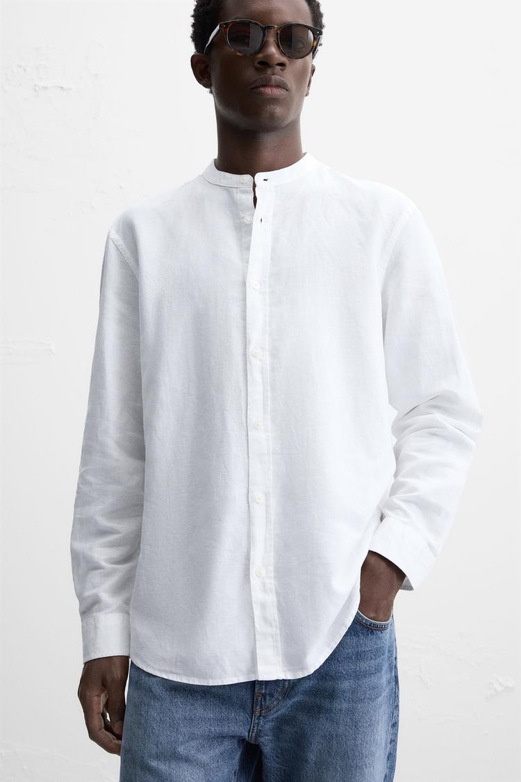 Zara mandarin collar linen shirt