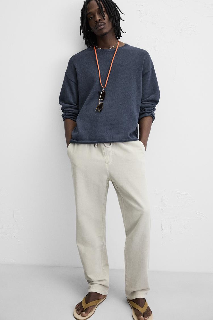 ZARA COTTON - TROUSERS Light grey