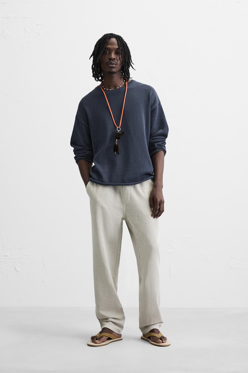 ZARA COTTON - TROUSERS Light grey