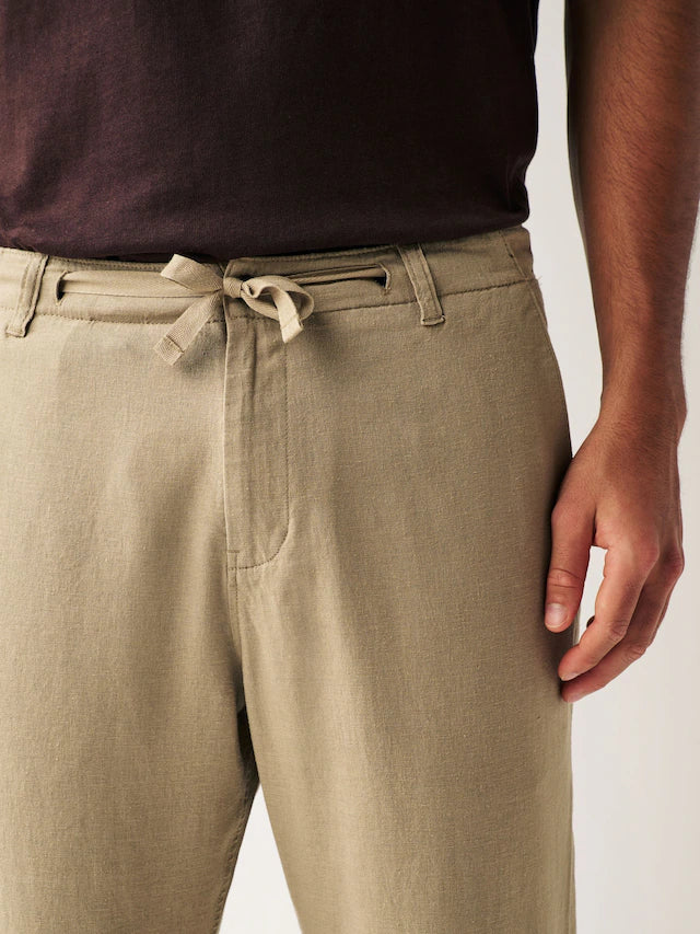 NEXT Natural Regular Tapered Fit Linen Cotton Chino Trousers