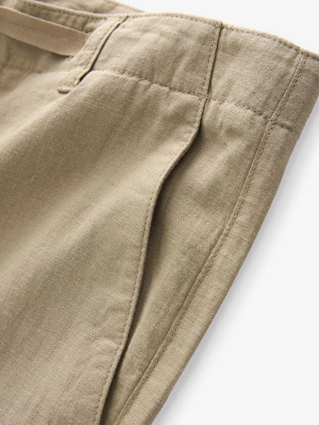 NEXT Natural Regular Tapered Fit Linen Cotton Chino Trousers