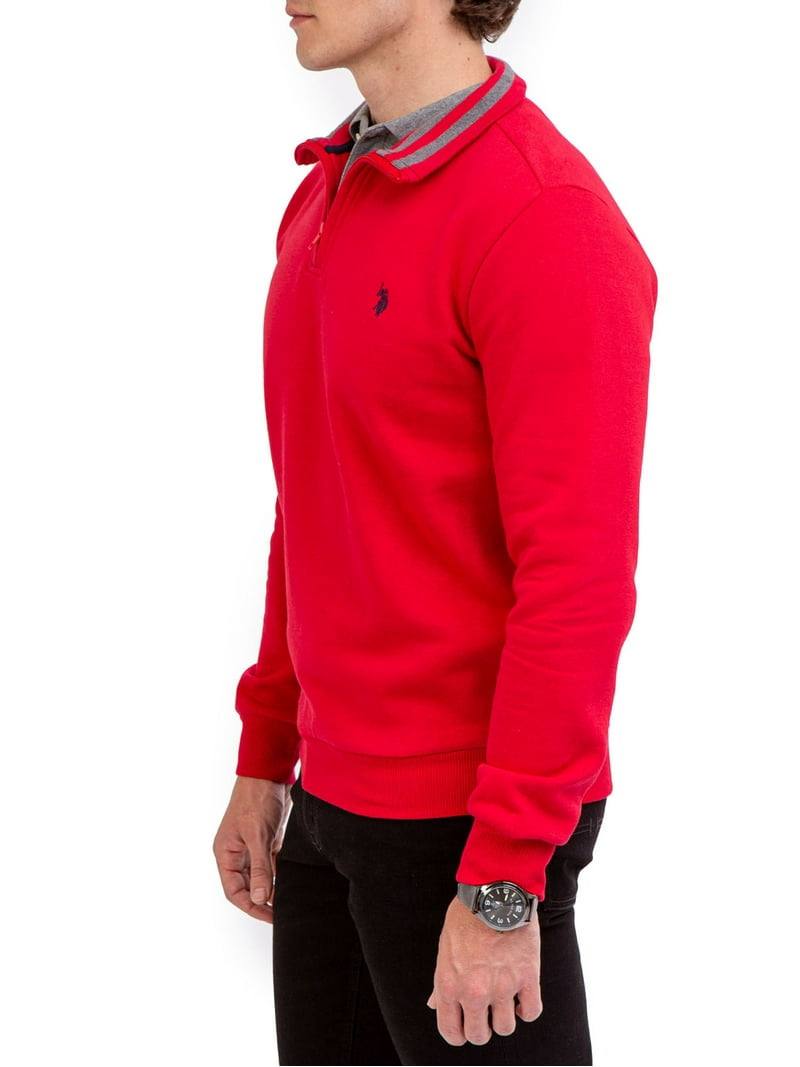U.S. Polo Assn Sweater Red Fleece Quarter Zip Pullover Men