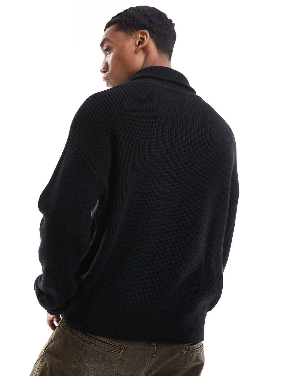 Pull & Bear Quarter Zip (BLACK)