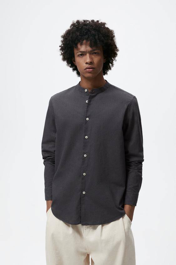 Zara mandarin collar linen shirt