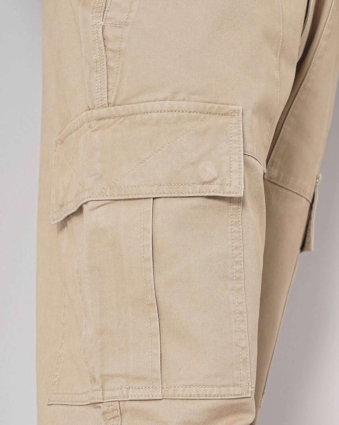 Celio* Cotton Straight Fit Beige Trousers