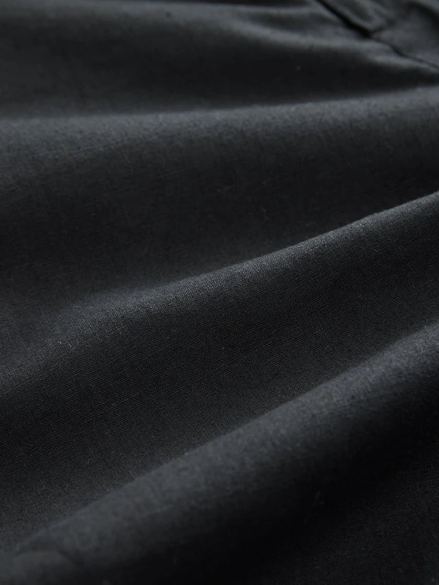 NEXT Black Regular Tapered Fit Linen Cotton Chino Trousers