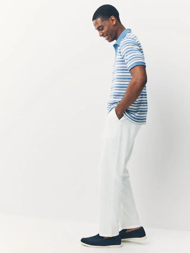 NEXT White Regular Tapered Fit Linen Cotton Chino Trousers