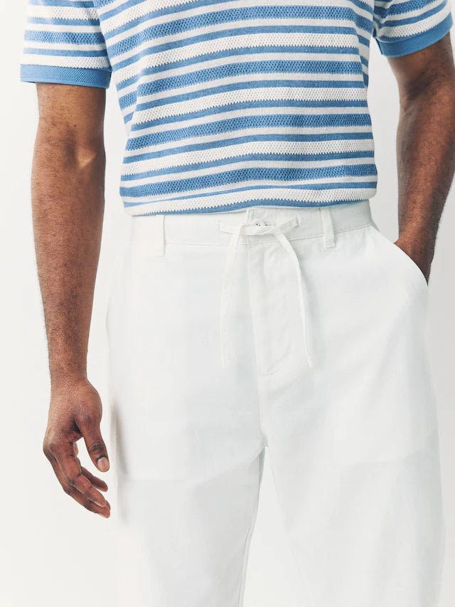 NEXT White Regular Tapered Fit Linen Cotton Chino Trousers