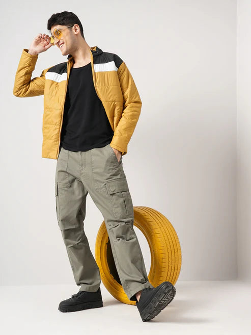 Celio* Cotton Straight Fit Olive Trousers