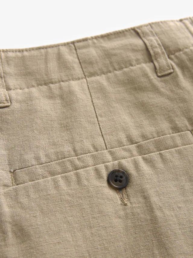NEXT Natural Regular Tapered Fit Linen Cotton Chino Trousers