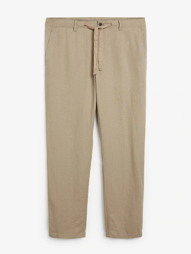 NEXT Natural Regular Tapered Fit Linen Cotton Chino Trousers