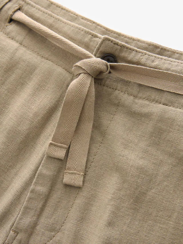 NEXT Natural Regular Tapered Fit Linen Cotton Chino Trousers