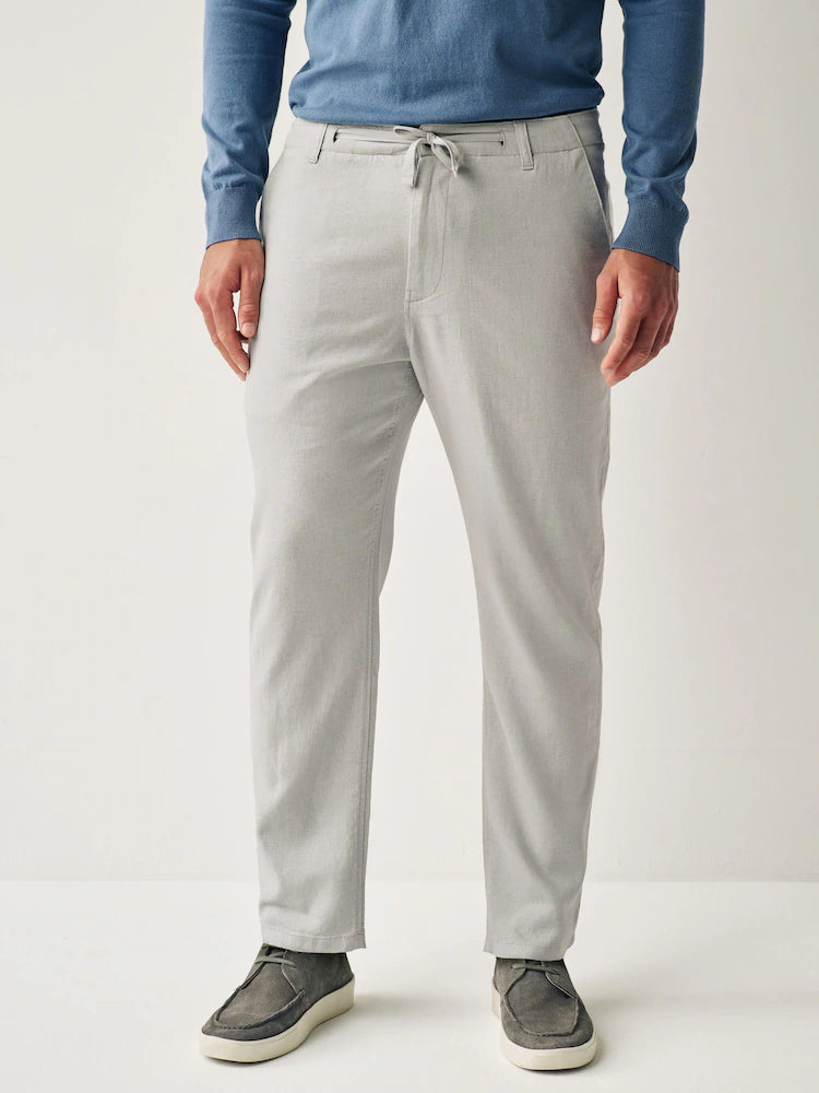 NEXT Grey Light Linen Viscose Drawstring Trousers