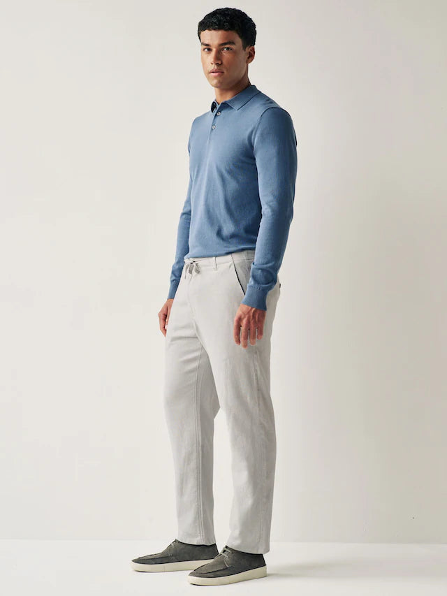 NEXT Grey Light Linen Viscose Drawstring Trousers