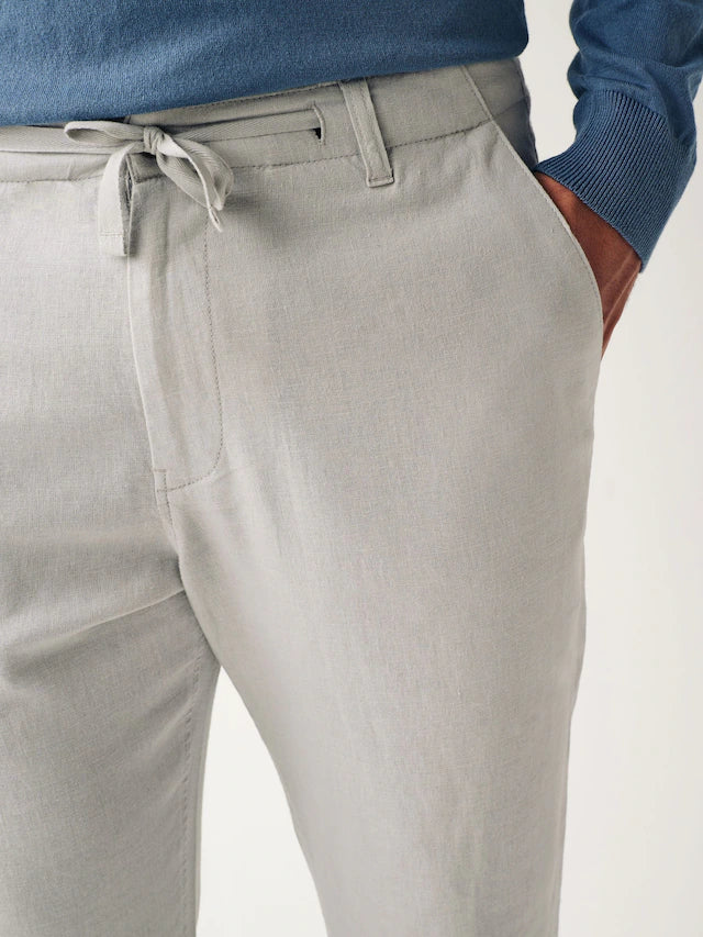 NEXT Grey Light Linen Viscose Drawstring Trousers