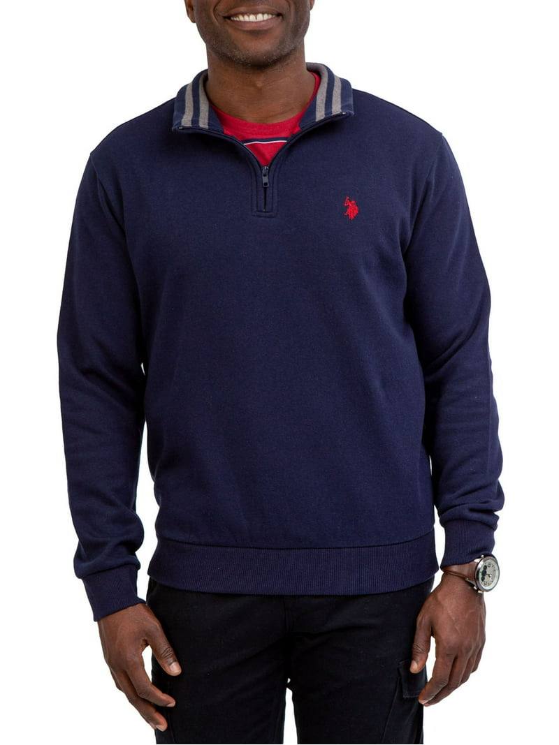 U.S. Polo Assn Sweater Red Fleece Quarter Zip Pullover Men