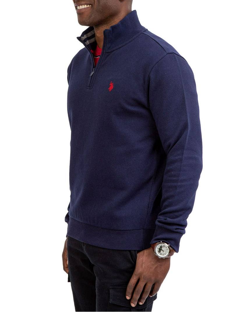 U.S. Polo Assn Sweater Red Fleece Quarter Zip Pullover Men