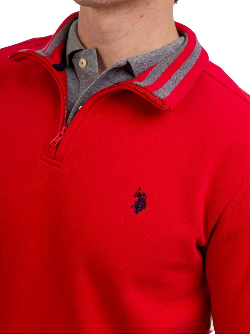 U.S. Polo Assn Sweater Red Fleece Quarter Zip Pullover Men