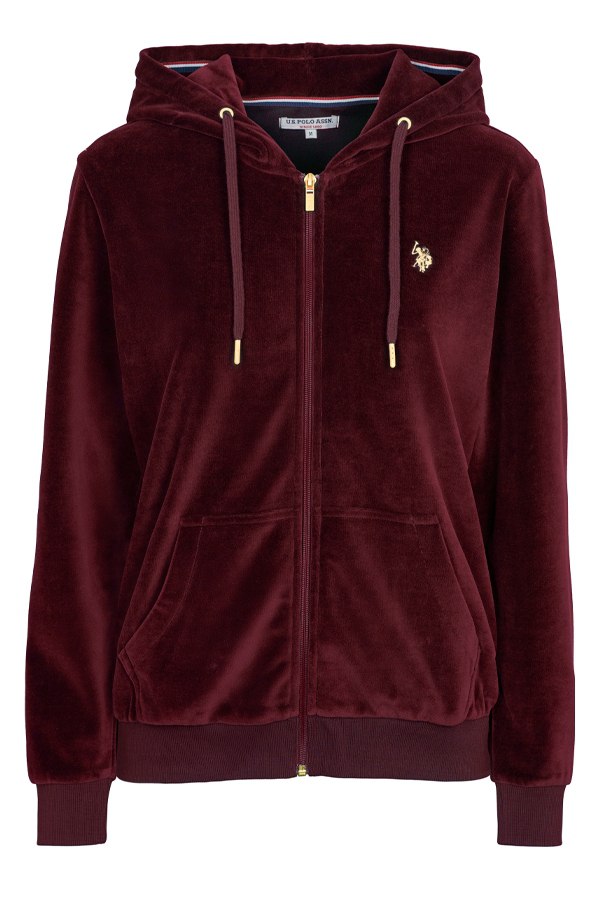 U.S POLO velour zipper hoodie