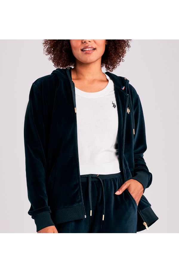 U.S POLO velour zipper hoodie