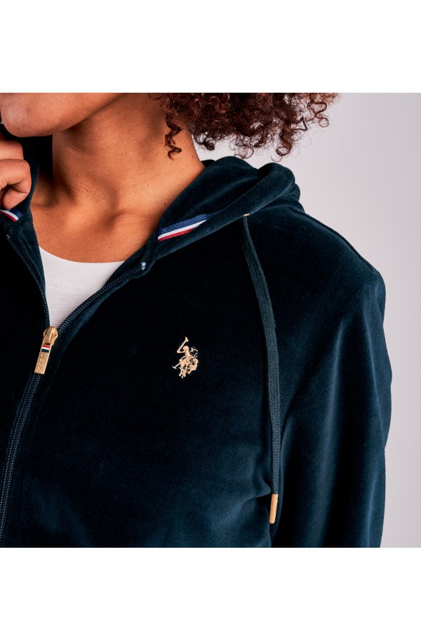 U.S POLO velour zipper hoodie