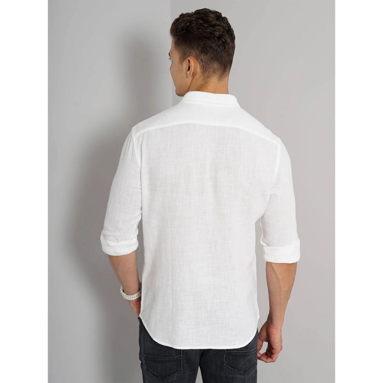 Celio* Solid Slim Fit Cotton White Shirt
