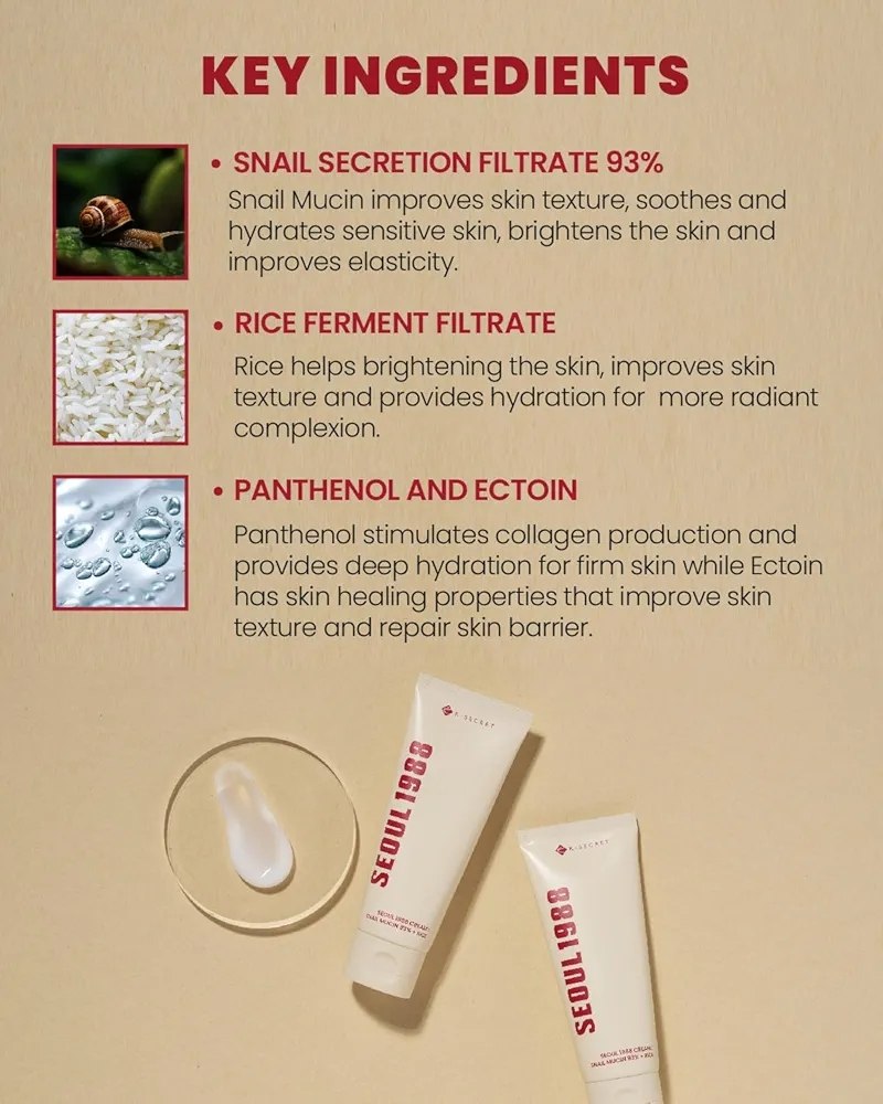 K-Secret Seoul 1988 Cream Snail Mucin 93% + Rice 100ml