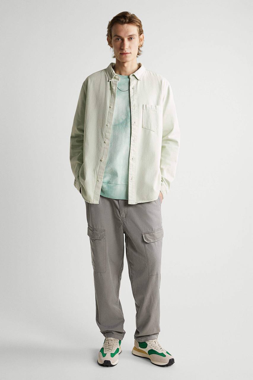 Zara olive denim shirt